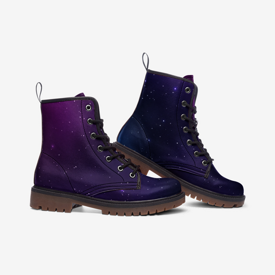 Load image into Gallery viewer, Purple Galaxy Lace Up Boots
