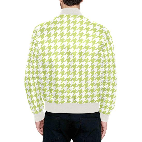 Lime Houndstooth Quilted Bomber Jacket