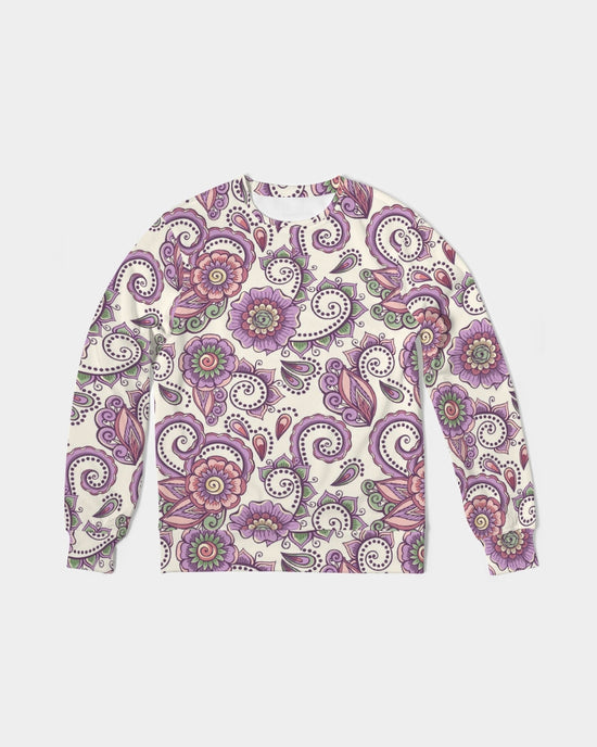 Load image into Gallery viewer, Purple Cream Paisley Men&amp;#39;s French Terry Pullover Sweatshirt
