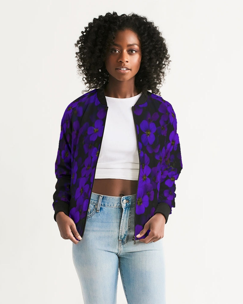 Midnight Purple Floral Women's Bomber Jacket