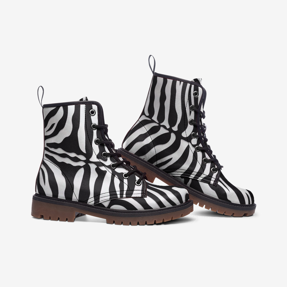 White Tiger Stripe Lace Up Boots