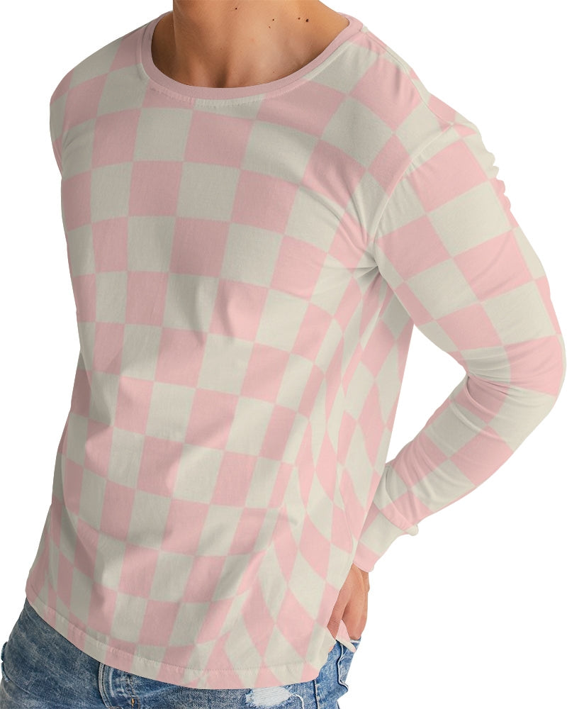 Pink Vanilla Check Men's Long Sleeve Tee