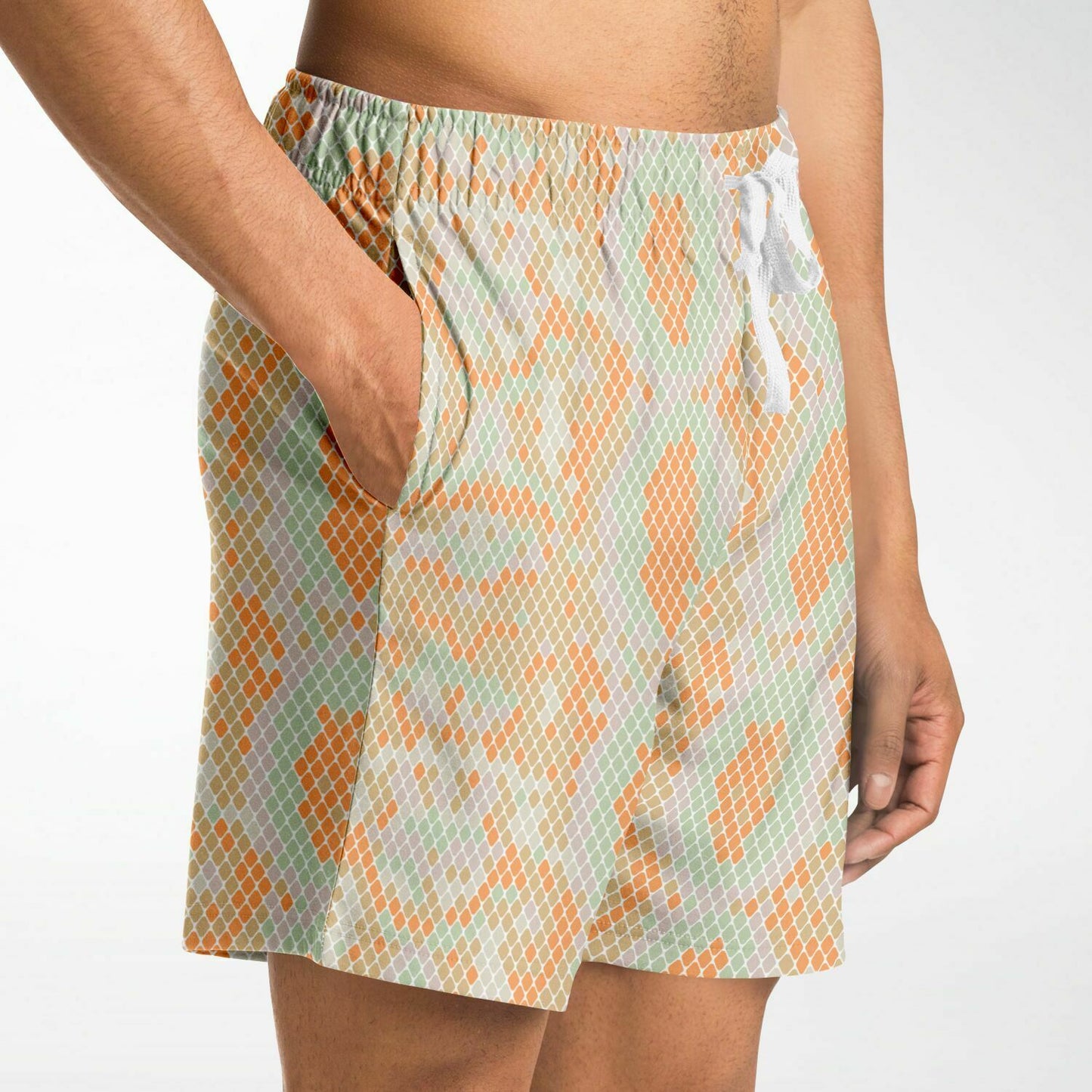 Green & Orange Snake Men's Fleece Shorts