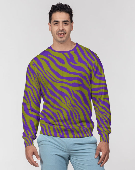 Purple Olive Zebra Men's French Terry Pullover Sweatshirt