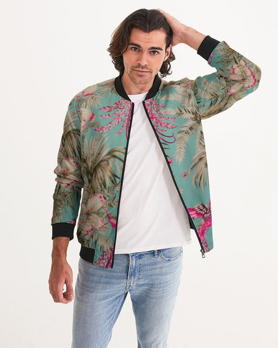 Vintage Bird & Tropical Palm Men's Bomber Jacket