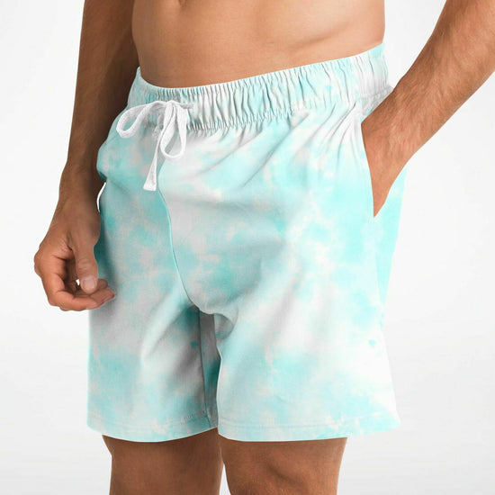 Blue Cloud Pastel Tie Dye Men's Fleece Shorts