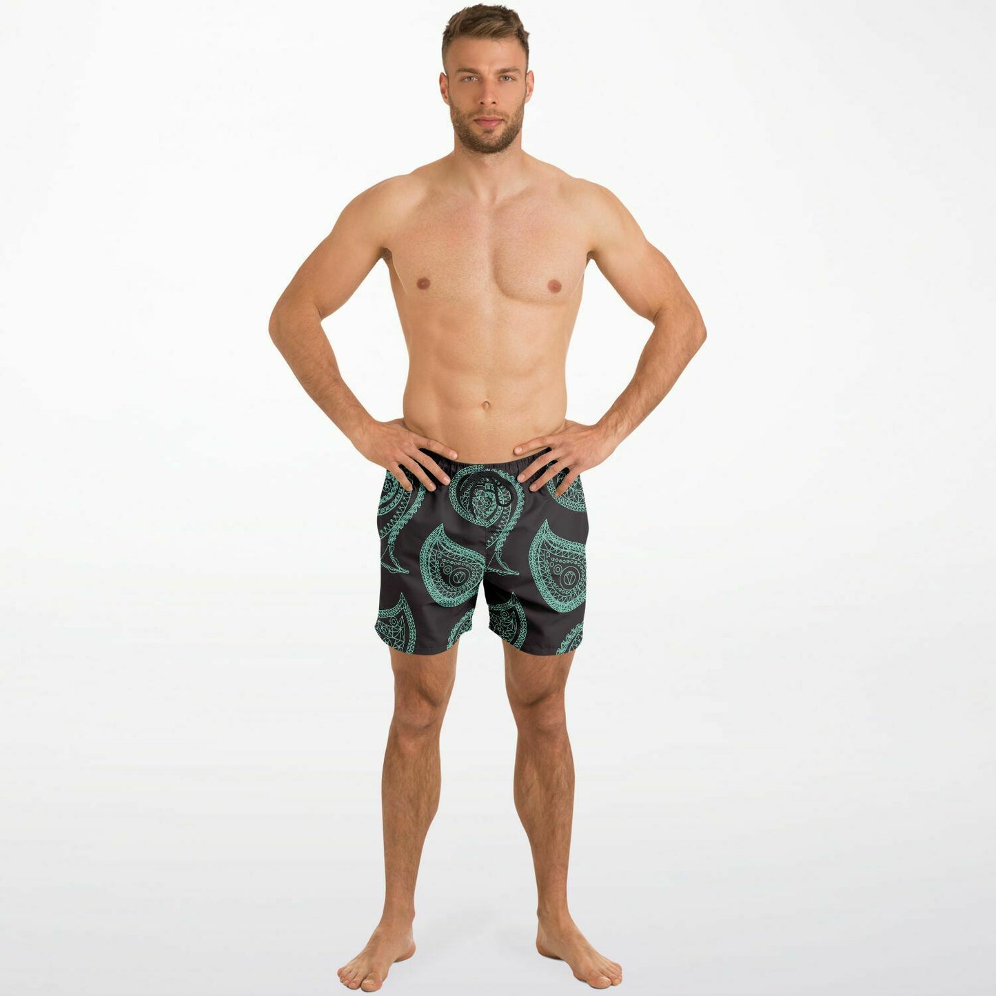 Mint Paisley Swim Shorts