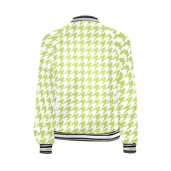 Lime Houndstooth Womens Ribbed Cuff & Collar Jacket