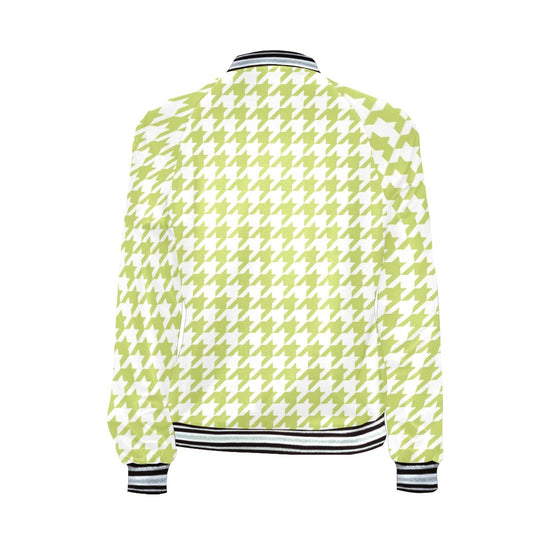 Load image into Gallery viewer, Lime Houndstooth Womens Ribbed Cuff &amp;amp; Collar Jacket
