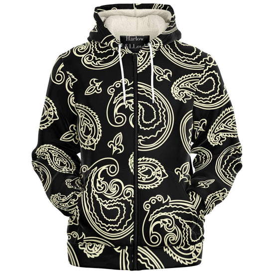 Load image into Gallery viewer, Black &amp;amp; Bone Paisley Fleece Zip Hoodie
