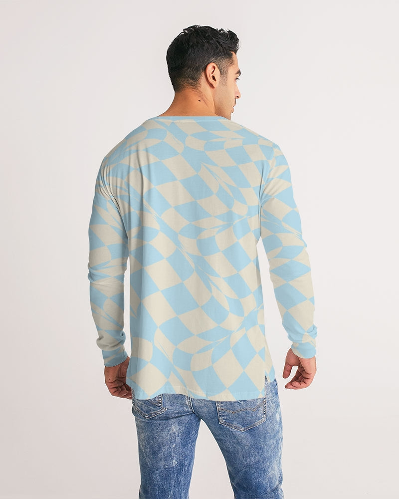 Blue & Vanilla Ripple Check Men's Long Sleeve Tee