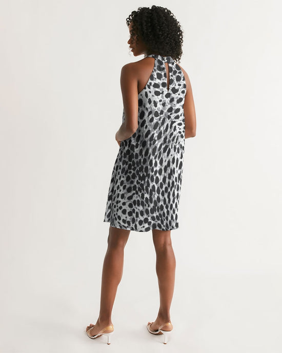 Black & White Leopard Women's Halter Dress