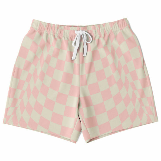Pink Vanilla Check Men's Fleece Shorts