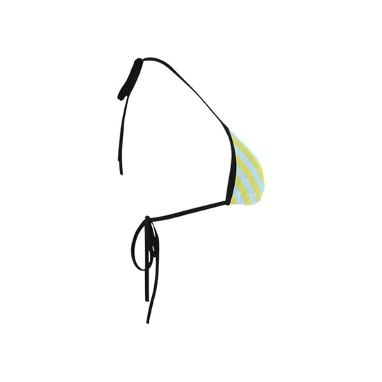 Blue Lime Stripes Bikini Top