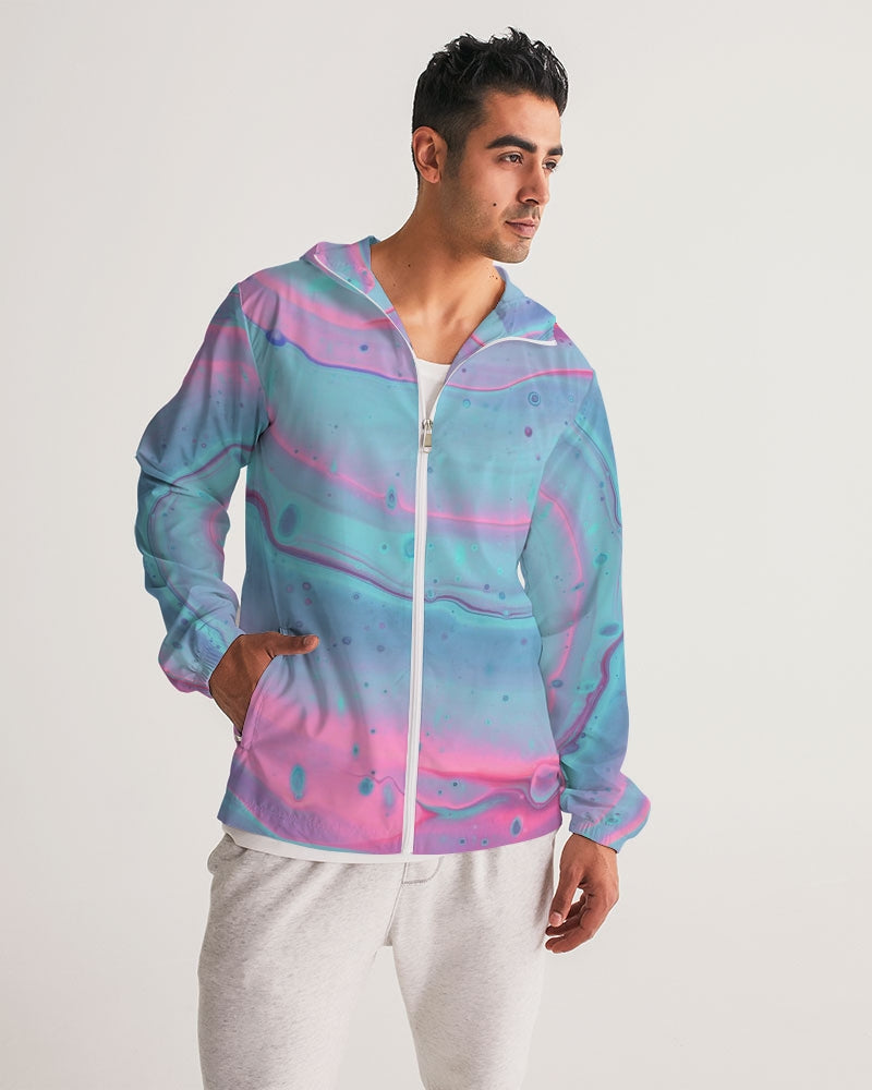 Marshmallow Marbled Men's Hooded Windbreaker