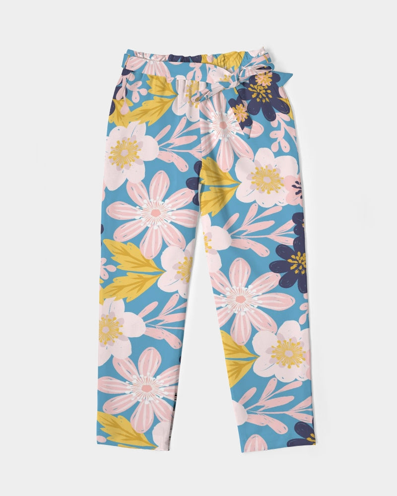 Blue Frisky Floral Women's Belted Tapered Pants