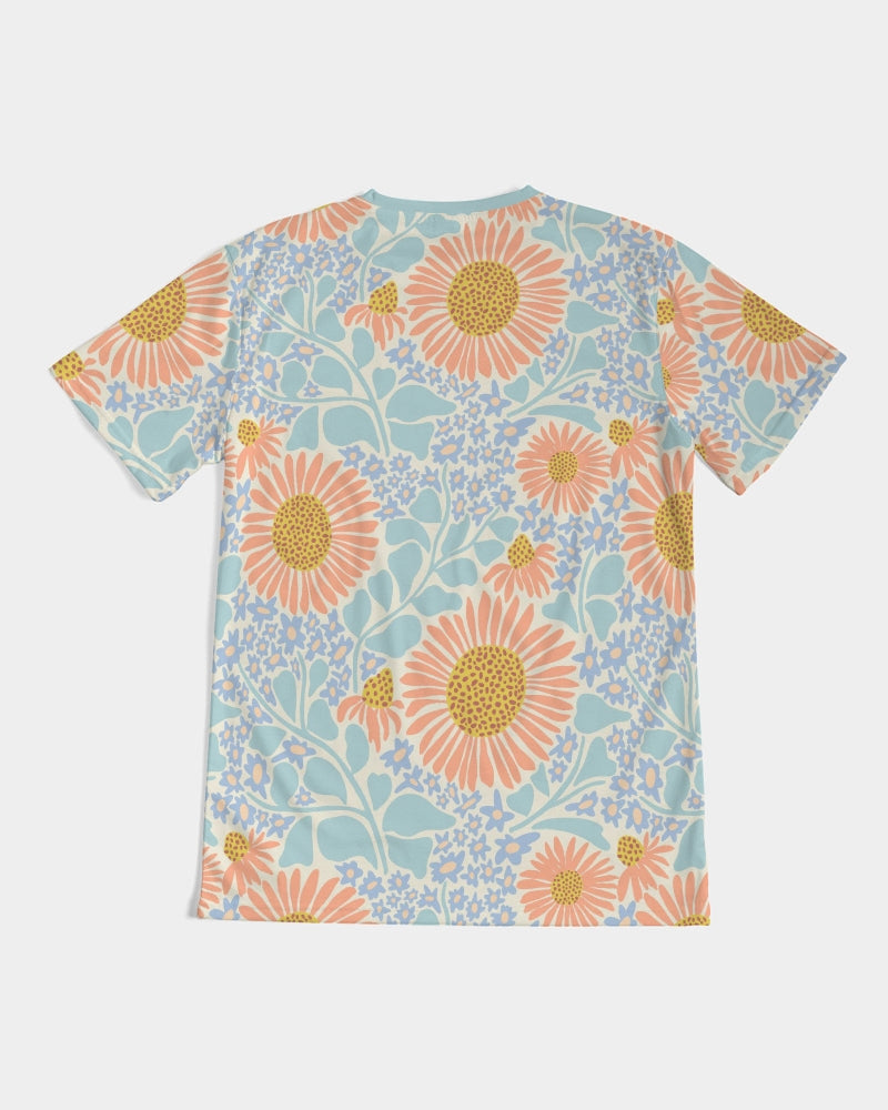 Retro Sunflowers Cyan Men's T Shirt