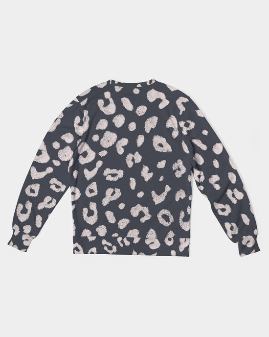 Charcoal Vanilla Leopard Print Men's French Terry Pullover Sweatshirt