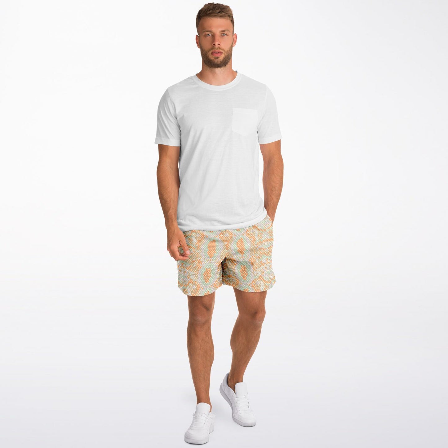 Green & Orange Snake Men's Fleece Shorts