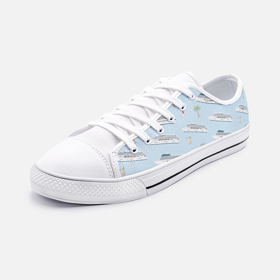 Cruise Lovers Blue Low Top Unisex Canvas Sneakers