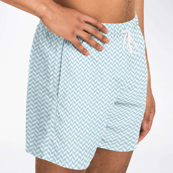 Powder Blue Herringbone Swim Shorts