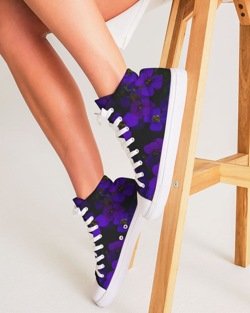 Midnight Purple Floral Women's Hightop Canvas Shoe