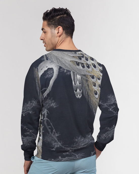 Perched Peacocks French Terry Pullover Sweatshirt