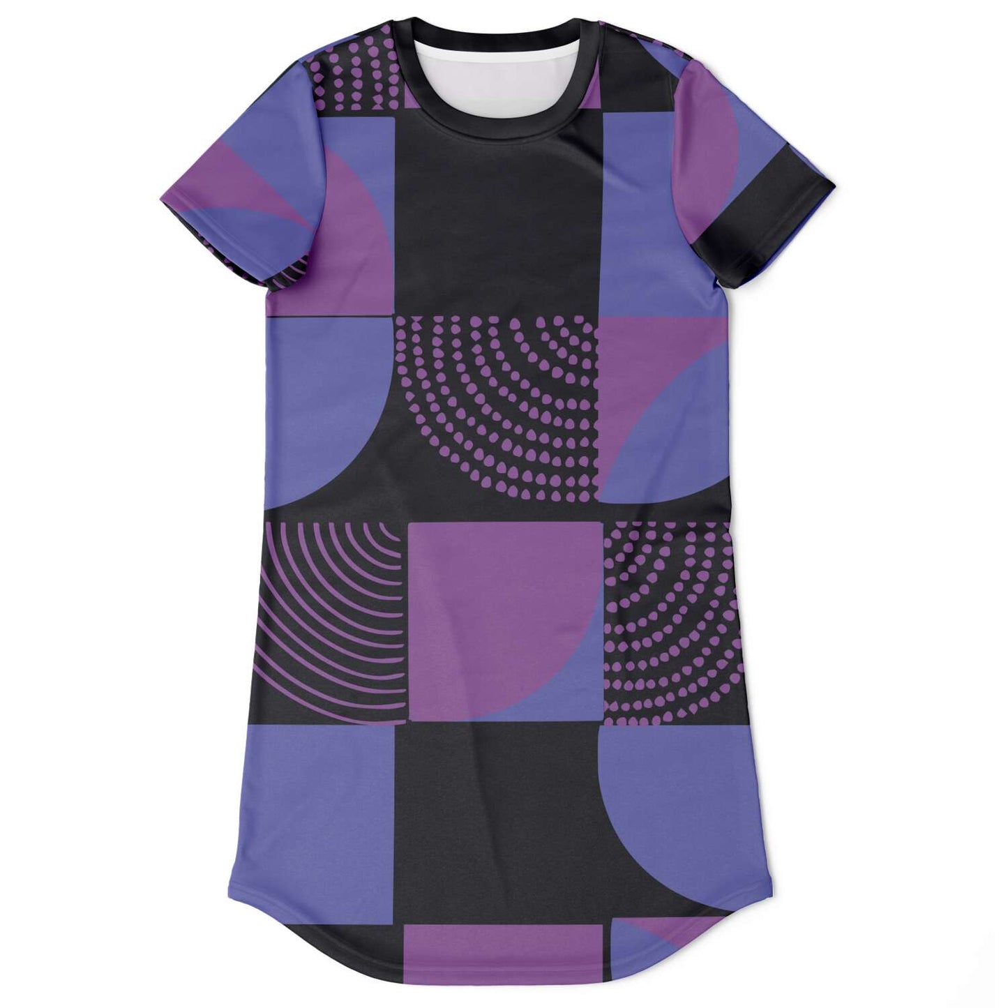 Blue Violet Black Geometric T Shirt Dress