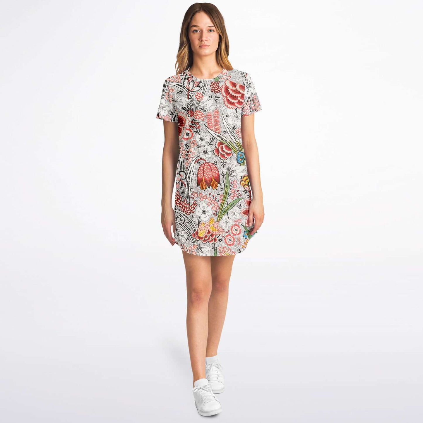 Load image into Gallery viewer, Blood Orange Floral T Shirt Dress
