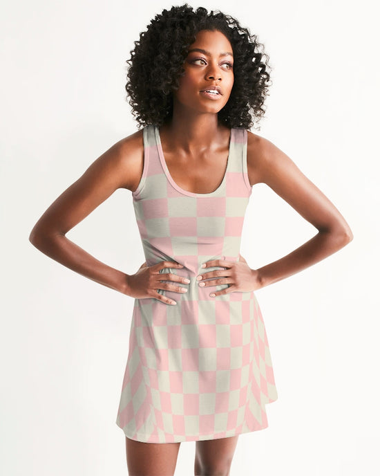 Pink Vanilla Check Women's Racerback Dress