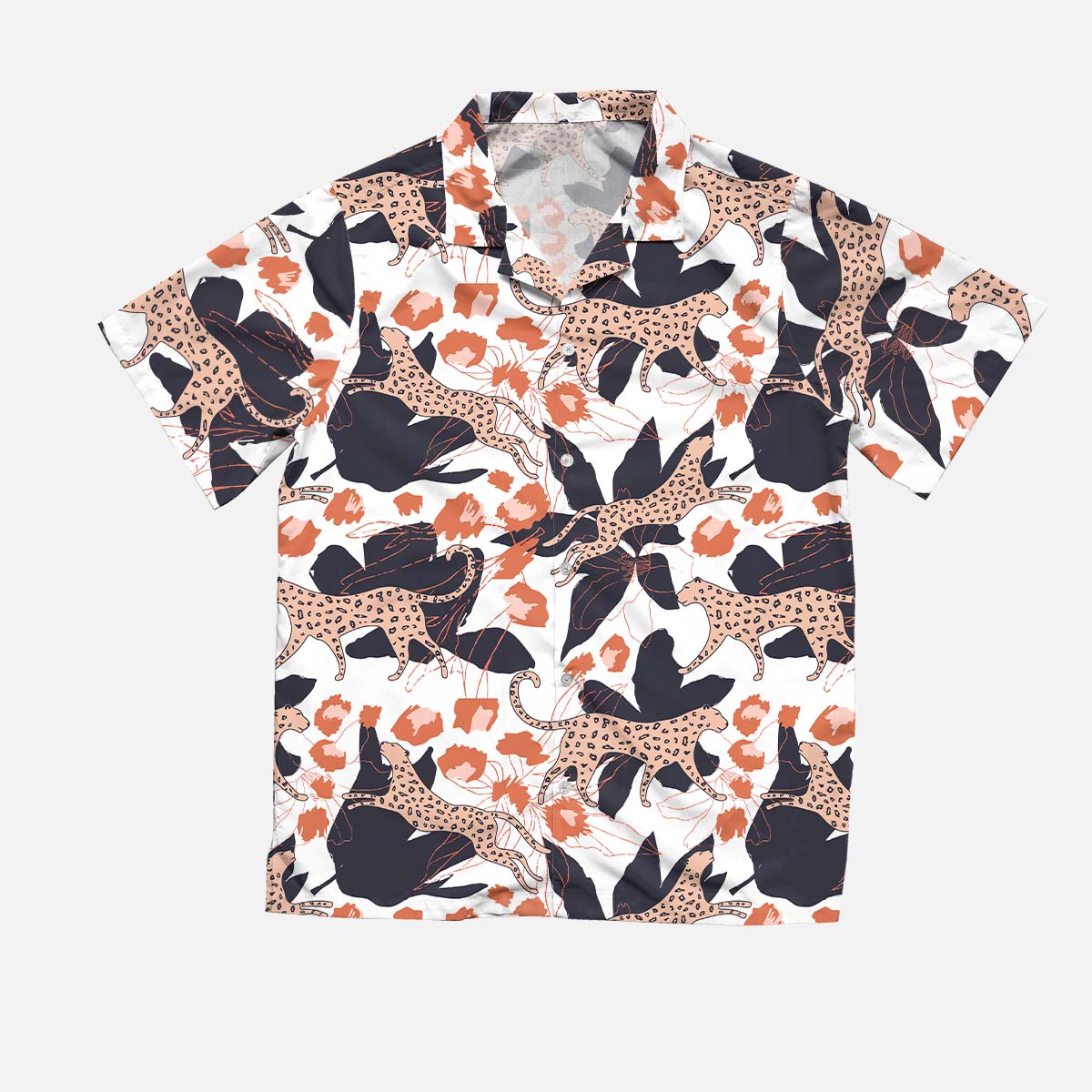 0401~Leopard Patterned Shirt with Ruffle Neck main image 1
