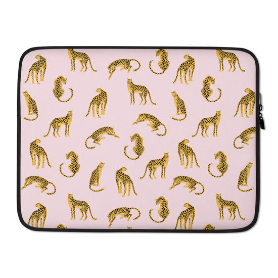 Pink Leopard Laptop Sleeve with Faux Fur Lining