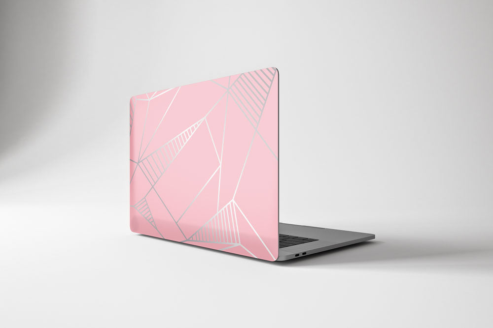 Macbook Hard Shell Case - Pink & Silver Geometric