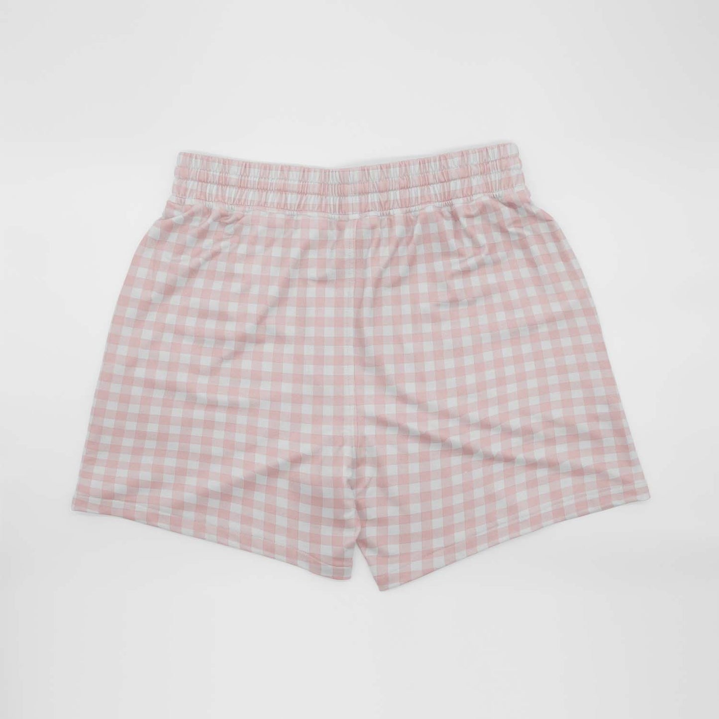 Pale Pink Gingham Check Mid Length Shorts