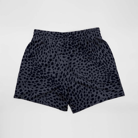 Cheetah Print Charcoal Mid Length Shorts