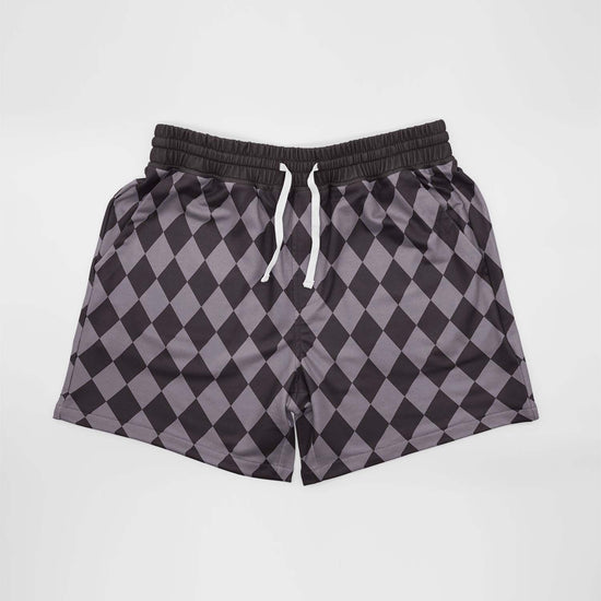 Espresso Diamond Check Mid Length Shorts