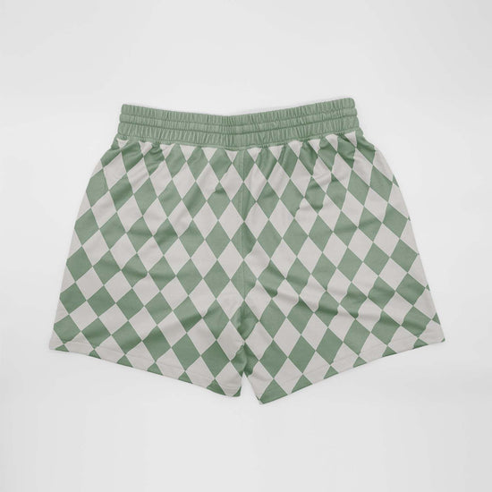 Sage Diamond Check Mid Length Shorts