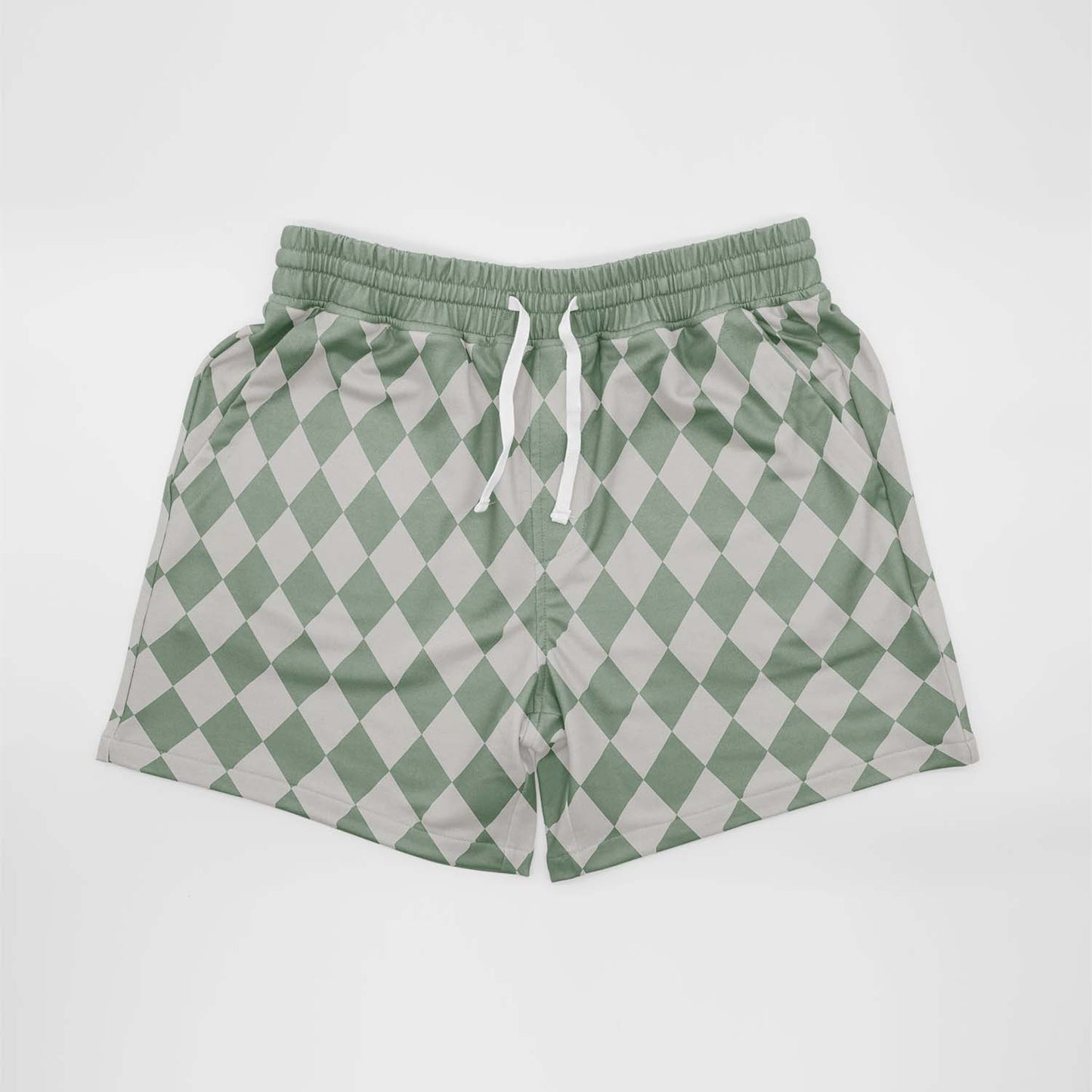Sage Diamond Check Men's Casual Athletic Shorts