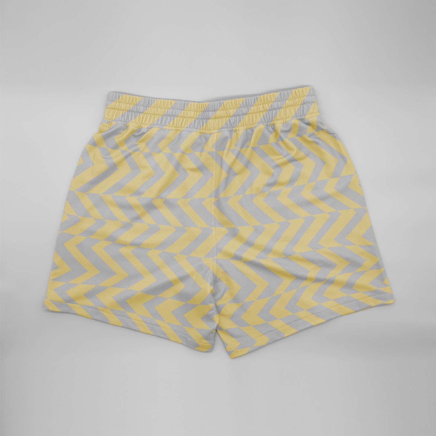 Yellow & Gray Abstract Stripe Men's Casual Athletic Shorts