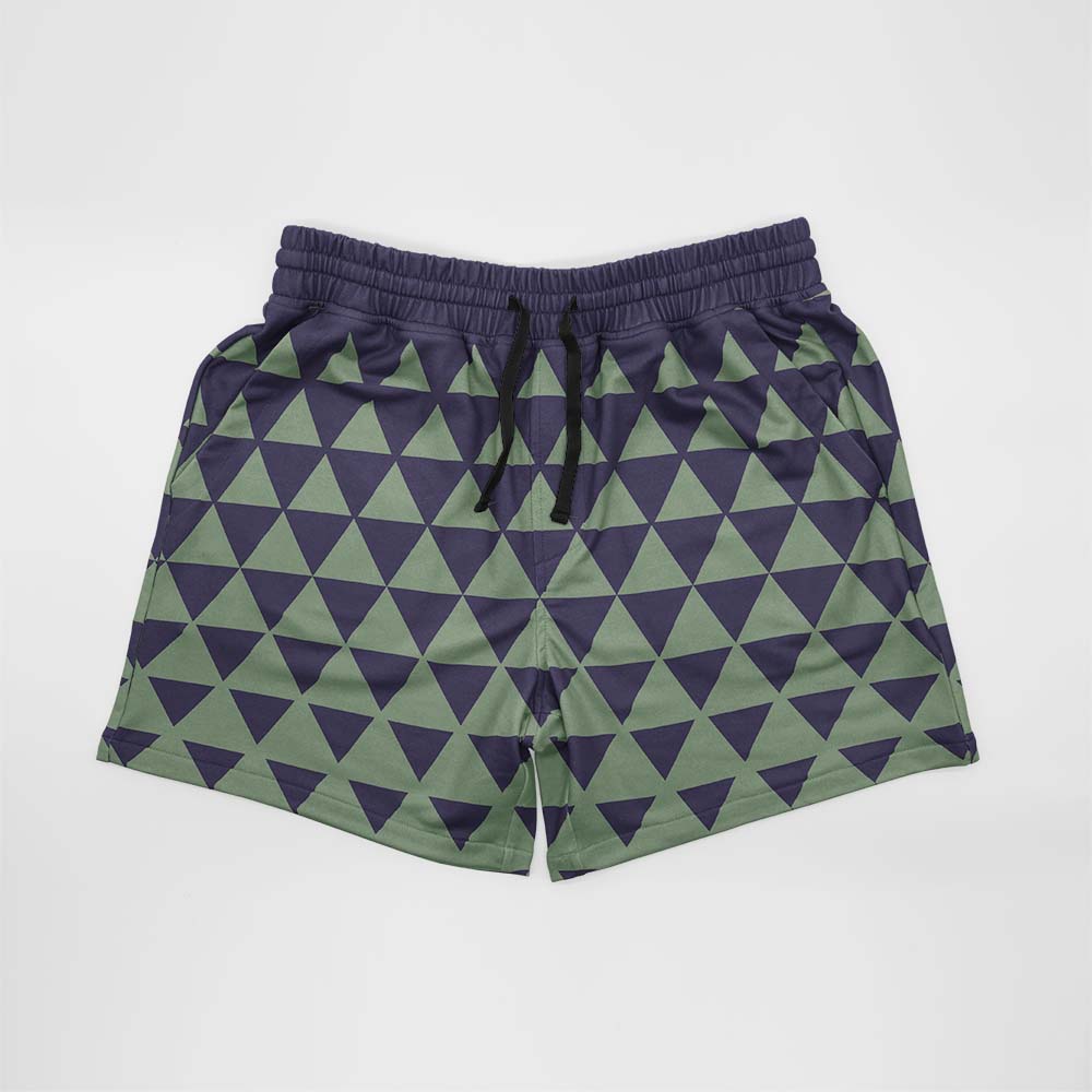 Compass Mid Length Shorts in Blue & Sage