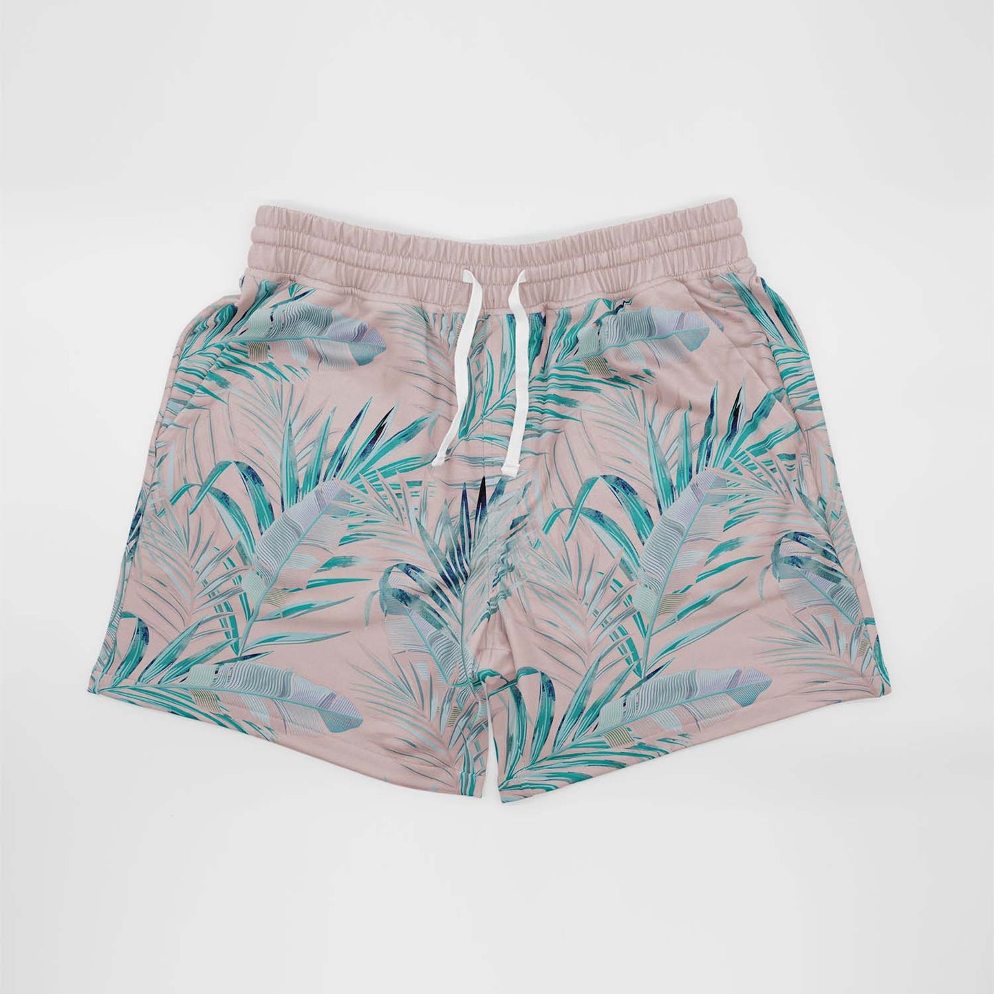 Pacific Palms Pale Pink Mid Length Shorts