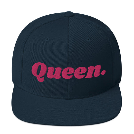Embroidered Queen Snapback Cap - Flamingo Pink