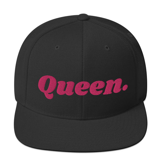 Embroidered Queen Snapback Cap - Flamingo Pink
