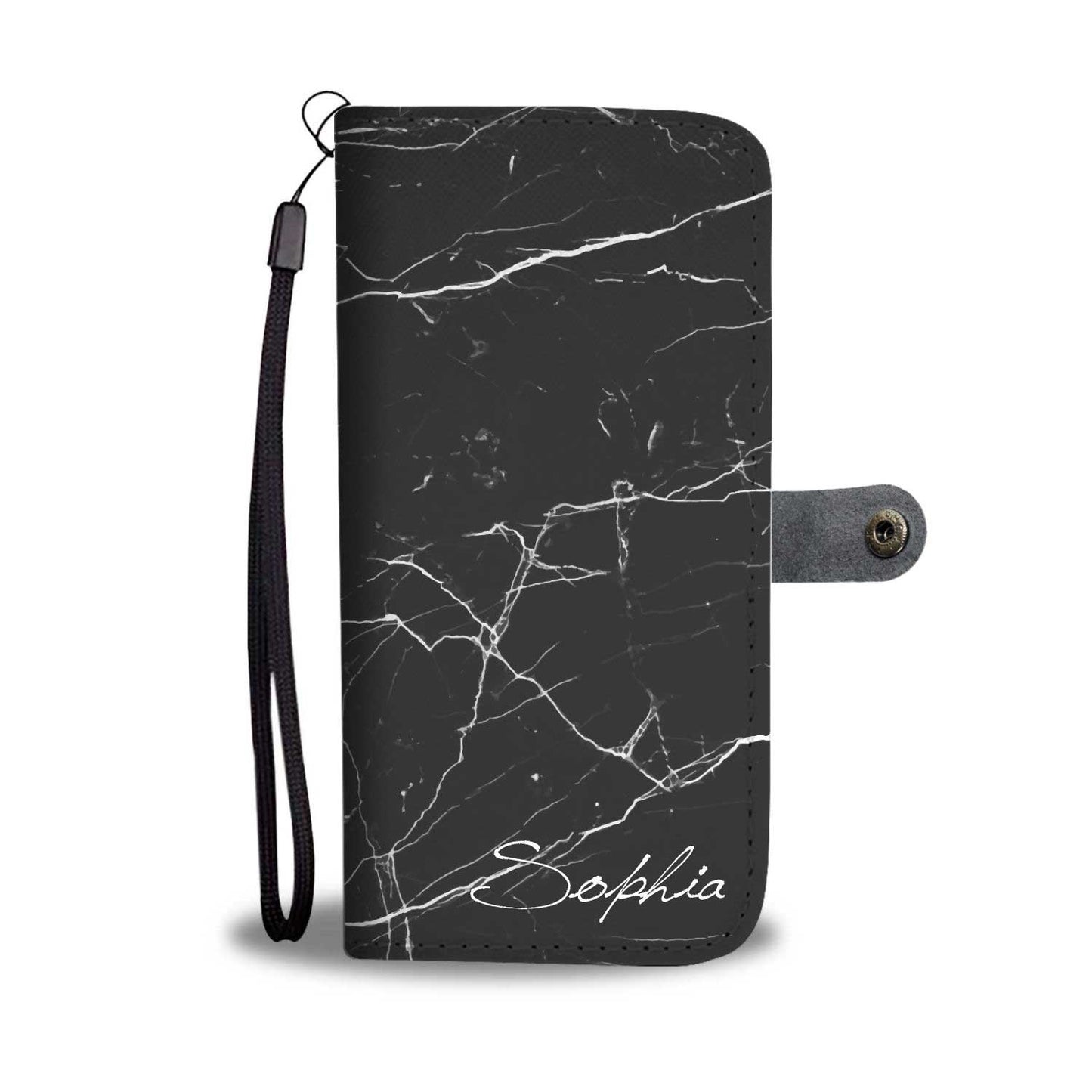 Personalized Black Marble Phone Wallet Case