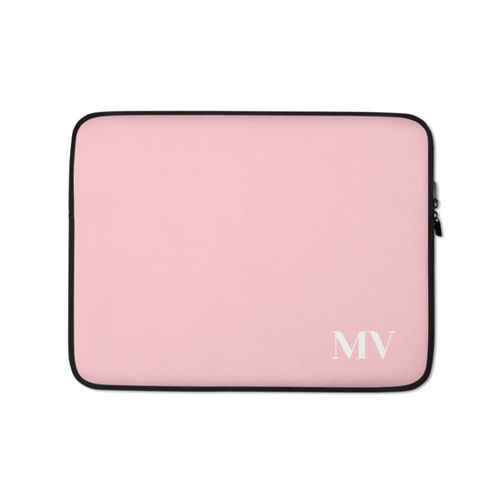 Personalized Laptop Sleeve in Blush Pink with Faux Fur Lining
