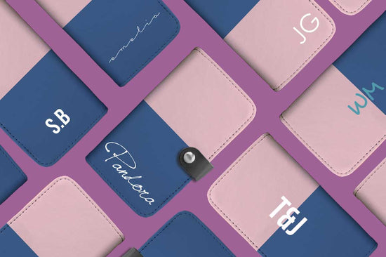 Personalized Blush Pink & Blue Phone Wallet Case