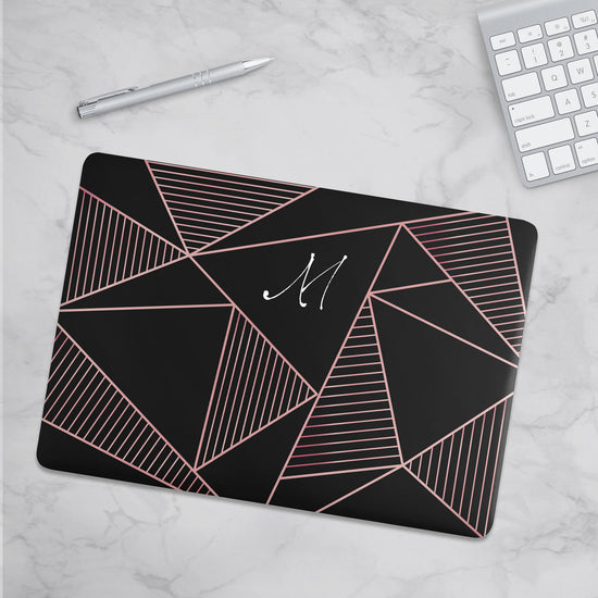 Personalized Macbook Hard Shell Case - Black & Pink Geometric
