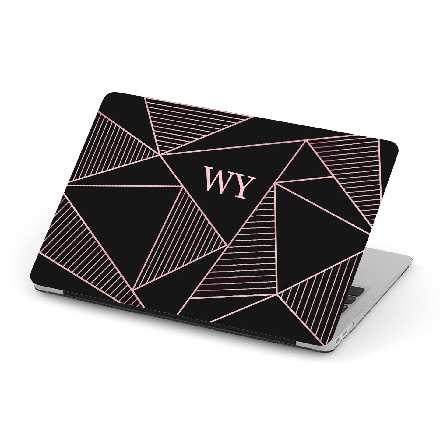 Personalized Macbook Hard Shell Case - Black & Pink Geometric
