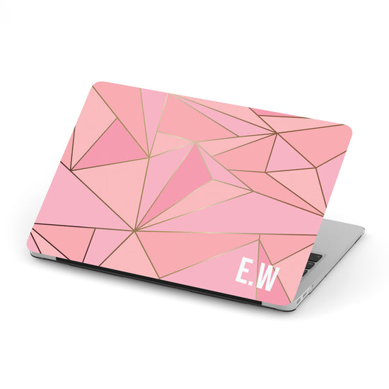 Load image into Gallery viewer, Personalized Macbook Hard Shell Case - Pink &amp;amp; Gold Geometric
