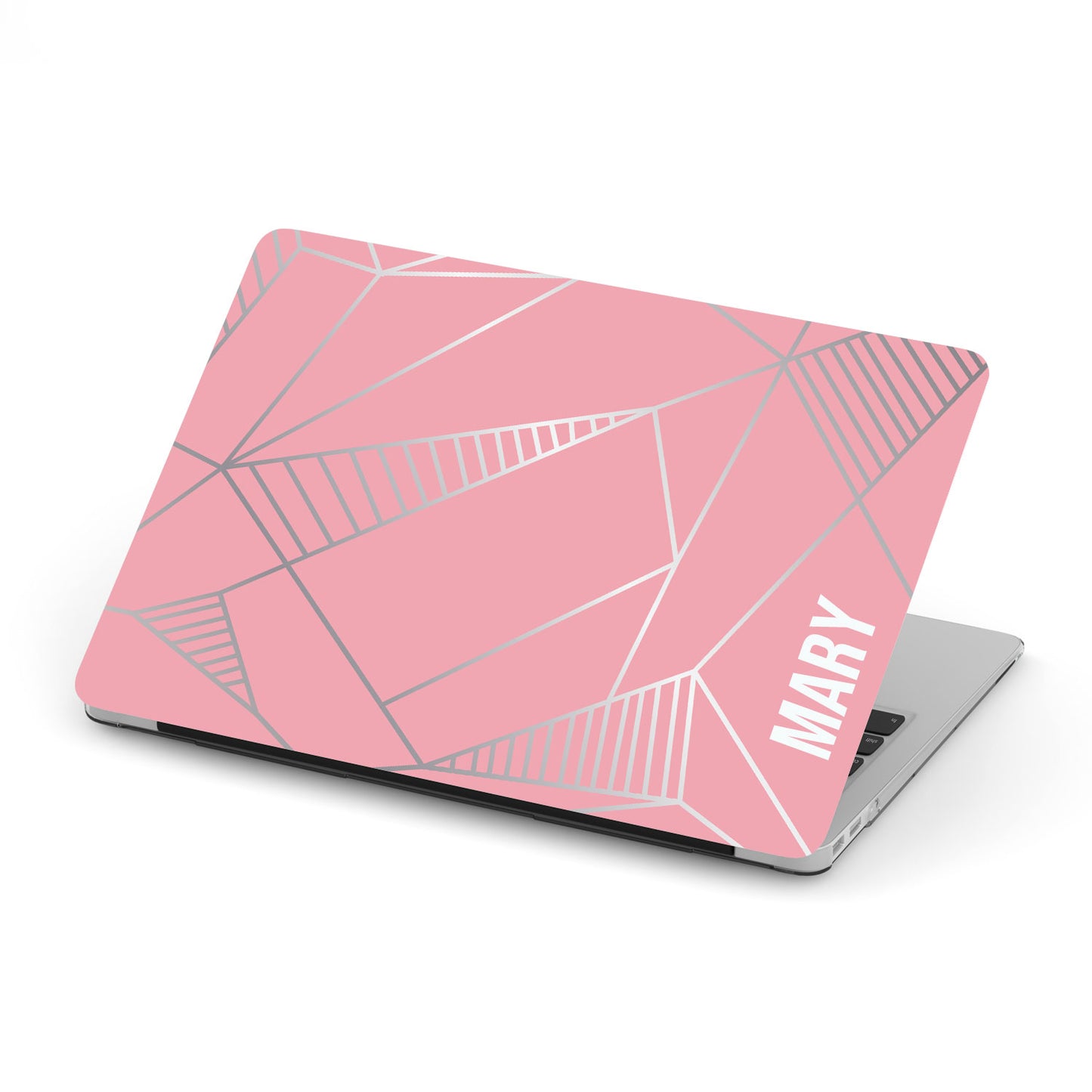 Personalized Macbook Hard Shell Case - Pink & Silver Geometric